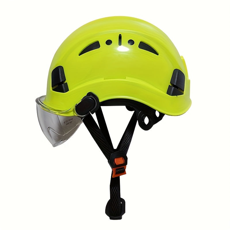 Adjustable Safety Helmet with Integrated Visor - Durable ABS Plastic, Ergonomic Design for Construction & Industrial Use, White, Construction Safety Gear, Sleek Glossy Finish, Secure Fit Straps