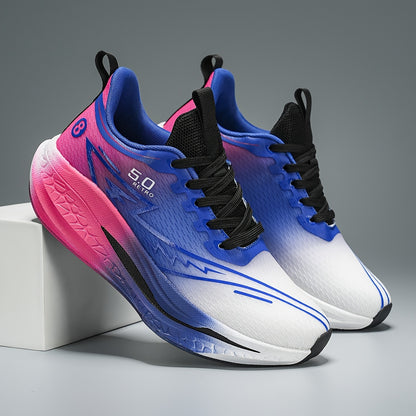 Men'S Lightweight Running Shoes - Gradient Color Athletic Sneakers (Turquoise to Yellow), Breathable Cushioned EVA/TPR Sole, Lace-Up Gym Shoes for Jogging, Training, Everyday - All-Season Performance Footwear with Non-Slip TP