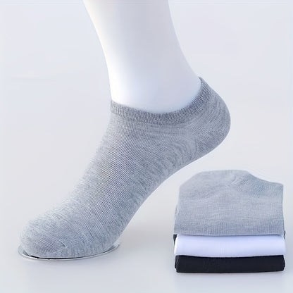 5 Pairs Ultra-Comfortable Low-Cut Ankle Socks - Breathable, Stretchy, and Durable for Sports & Casual Attire - Solid Black, Gray, and White, Sports Socks, Versatile Sock Options, Simple Sock Design, Breathable Fabric