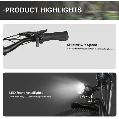 Folding Electric Bike | 26x3.0-inch Durable Tires | 48V13AH Removable Battery | 250W Motor | Disc Brakes | LCD Smart Meter | 100-110km Power-Assisted Range, Mountain Bike, Adult Bike, Cycling Assistant,  Urban Commuting, Mode