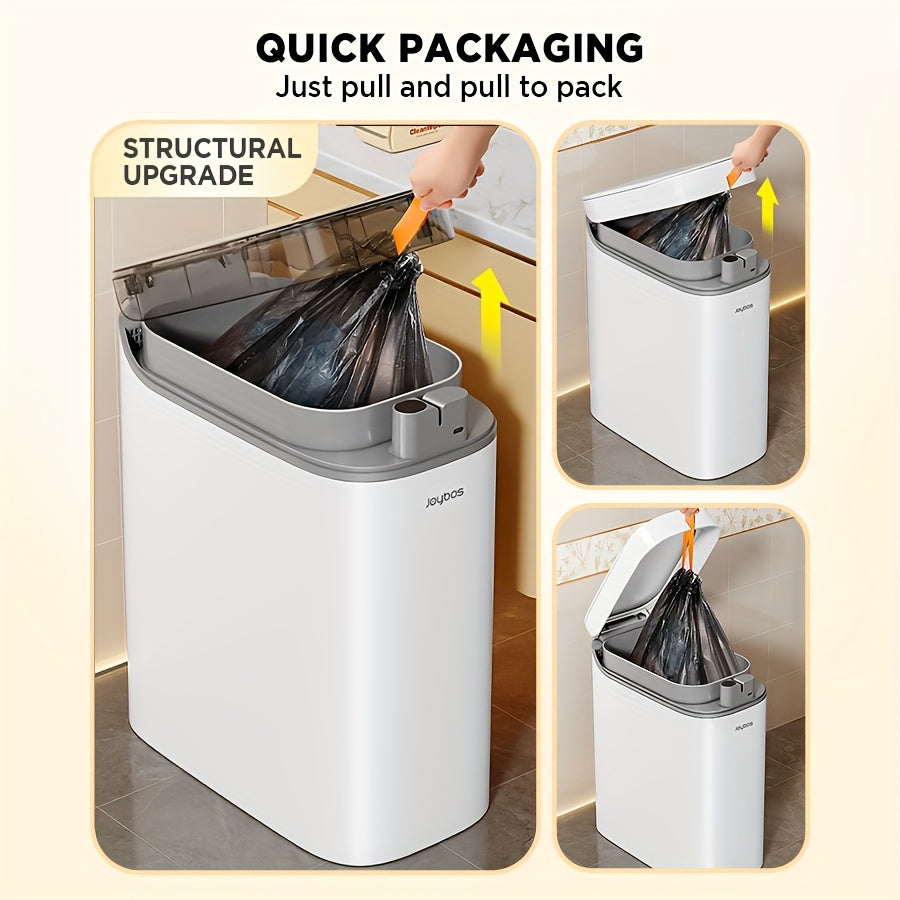 1pc 10 Litre Motion Sensor Trash Can for Bathroom, Automatic Trash Bin with Lid, Slim Rubbish Bin, Touchless Waste Bin, Small Garbage Can for Bathroom, Bedroom, Office, Kitchen, RV, Rechargeable, Auto-Adsorption Bag, Perfect