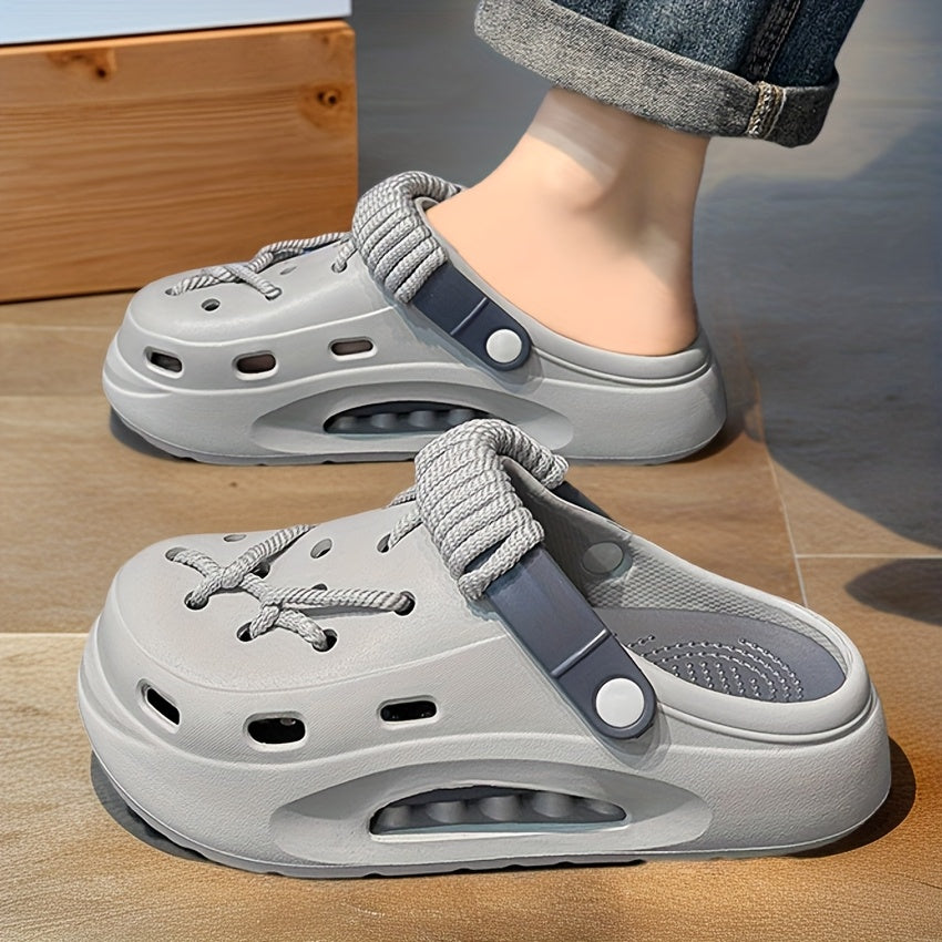 Women's White Clog with Thick Platform Heel - Adjustable Strap & Buckle, Beige - All-Season Indoor/Outdoor Beach Shoes, Lightweight Cushioned Sole, DIY Hole-Punchable Design (No Tools) for Garden, Pool, Casual Wear, Shoes For