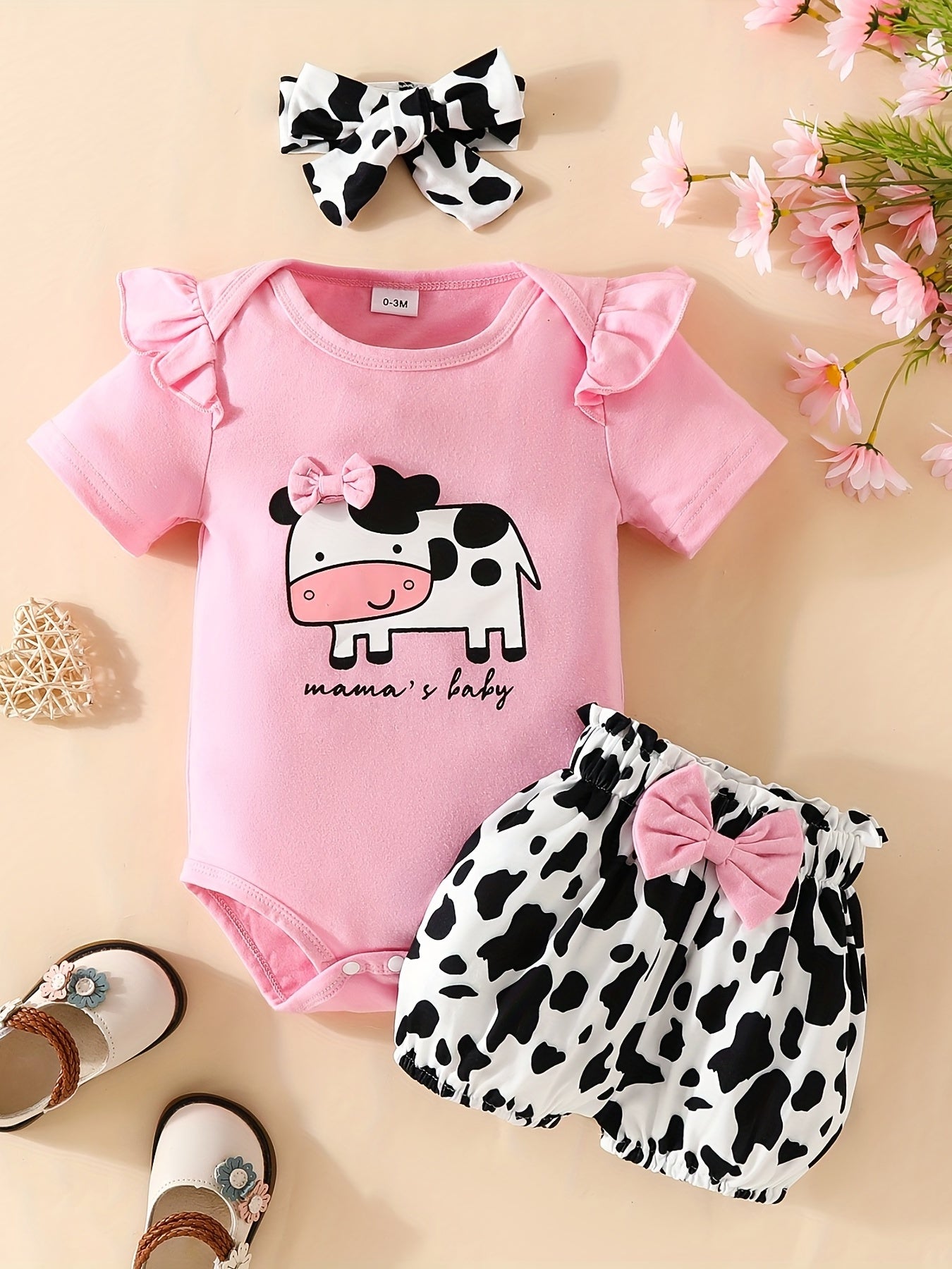3pcs Short Sleeve &amp; Shorts Set for Newborns - "I'm Daddy's Girl" Letter Print Pants and Headband, Mommy's World Alphabet Kids' Outfit, Perfect for Outdoor