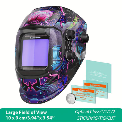 Máscara de soldadura com ecrã de visualização ampla, ARCCAPTAIN, com escurecimento automático True Color.