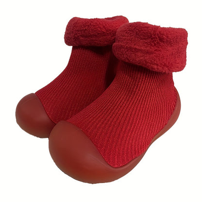 Sapatos casuais e confortáveis ​​de cano alto com sola de borracha para bebé menino, respiráveis ​​e antiderrapantes, ideais para uso interior e exterior, no outono e inverno.