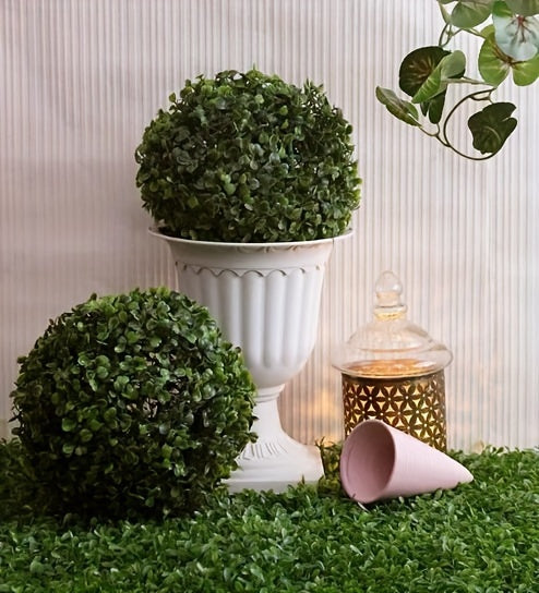 1pc Artificial Green Grass Ball, Various Sizes Of Boxwood Hanging Decorative Ball, Suitable For Family, Courtyard, Outdoor Garden, Courtyard, Wedding Party Decoration