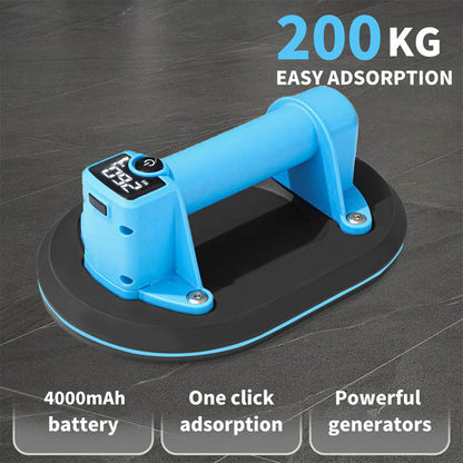 Levantador de ventosa a bateria com visor digital, ventosa elétrica a vácuo, elevador de azulejos, borracha de dupla camada, carga segura de 200 kg, para azulejos, vidro, mármore e aquários.