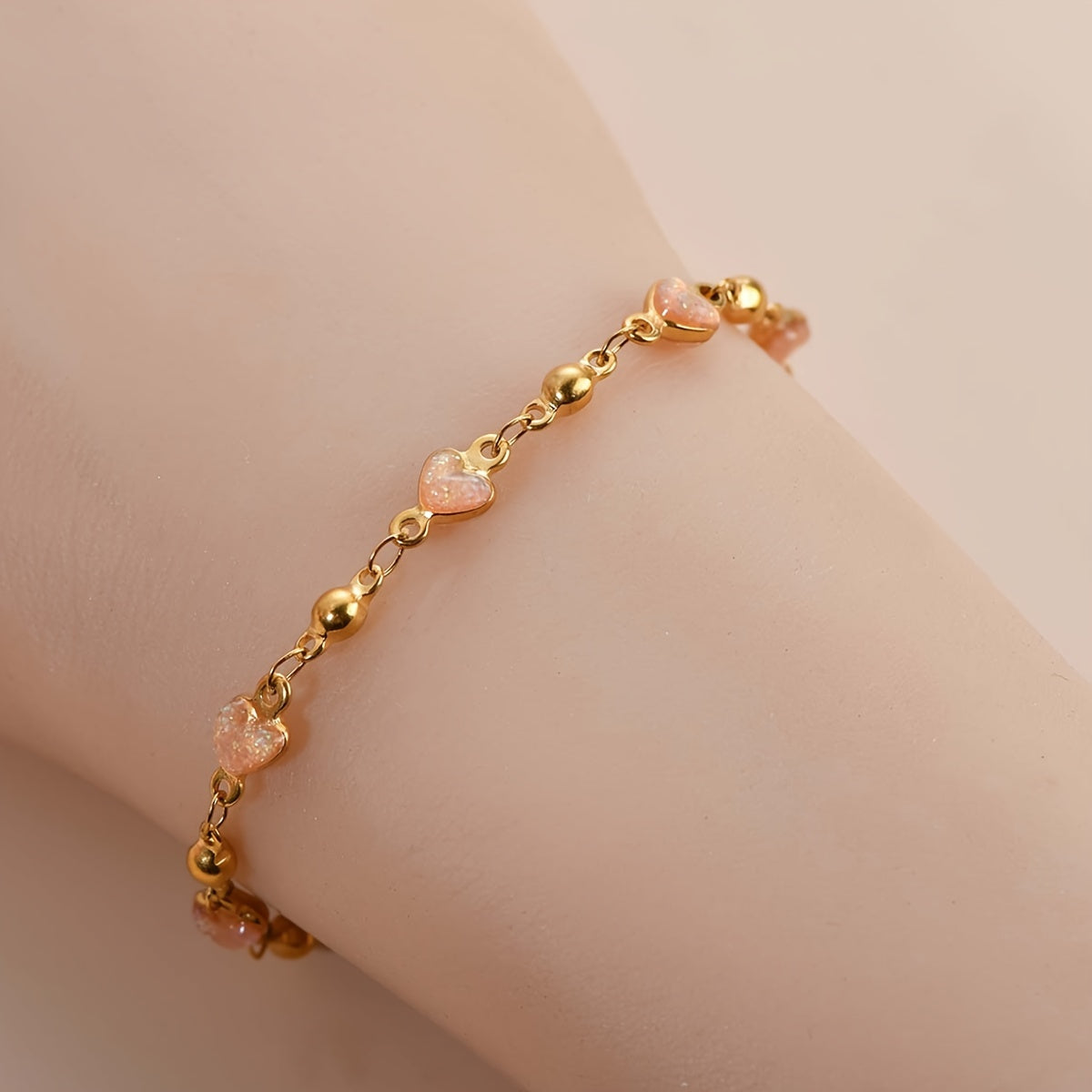 1pc 304 Stainless Steel Golden-Tone Interlocking Link Bracelet - Double-Sided Shiny Heavy Duty Chain, Durable Everyday for Wedding, Anniversary, Gift - Polishable & Tarnish-Resistant (Compatible with Male & Female Style)