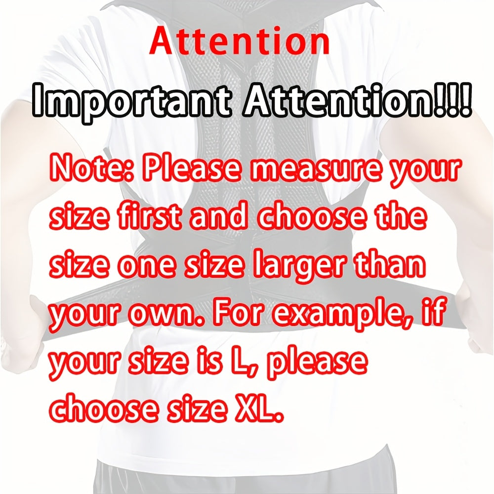 Black Adult Back Support Belt | Adjustable Upper-Back Posture Corrector with Shoulder Straps and Lumbar Pad, Invisible Spine Brace for & – Ergonomic Design