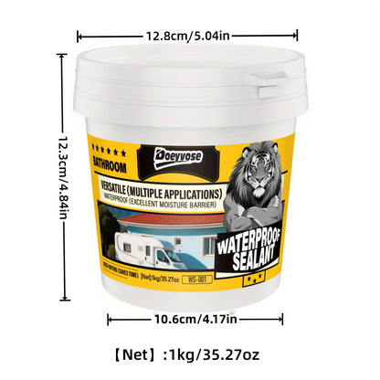 Selante impermeabilizante de alta resistência DOEYVOSE, 1 kg/35 oz - Revestimento impermeabilizante de secagem rápida e sem resíduos, adesivo forte para convés de navios, pavimentos, caves, telhados e vedação à prova de fugas (tubo de 1 kg)