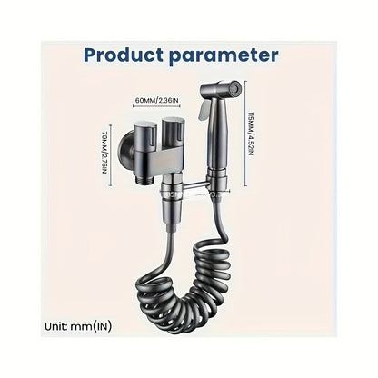 1 Wall Mount Hand Held Sitz Bath Kit, Classic Style, Brushed Finish, Comes with Spray Gun, Telescopic Phone Tube and Stand for Hygienic Toilet Training, Modern Sitz Bath System | Durable Wall Mount I toilet Spray Gun Set