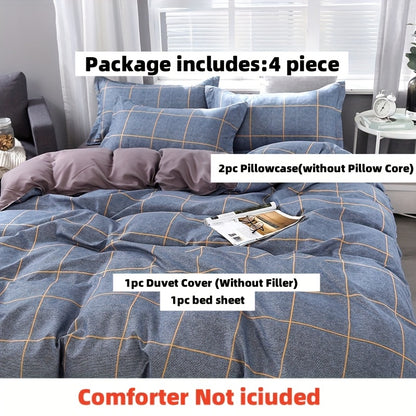 4pcs New Comfortable Breathable Bedding Set: 2 Pillowcases, 1 Duvet Cover, and 1 Fitted Sheet - Under Mount Fuji