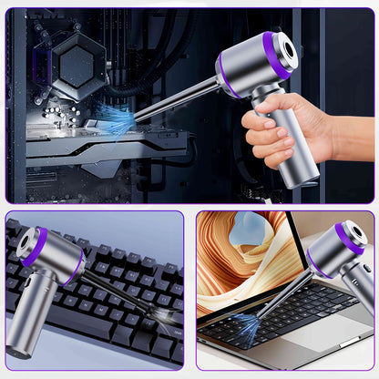 Aspirador portátil sem fios de alta potência 20000PA, mini aspirador 4 em 1 com compressor, soprador de ar e bomba, com motor sem escovas, ideal para carro, casa, escritório, campismo e limpeza de pó de teclados de computador e portáteis.