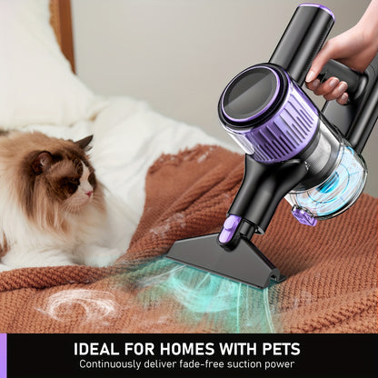 High Suction Home Cordless Vacuum Cleaner, 10-in-1 Multi-Purpose Cane Vacuum Cleaner, 45-Minute Range, 3 Suction Modes with Upgraded Green LED Lights And Tangle-Free Brush for Home, Hardwood Floors, Carpets And Pet Hair.