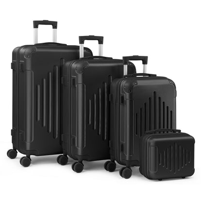 4pcs Luggage with Corner Protectors, 12/ 20/ 24/ 28-Inch, Durable Hard Shell, 360 Spinner Wheels, Multifunctional Large Capacity, Lightweight Travel Suitcase