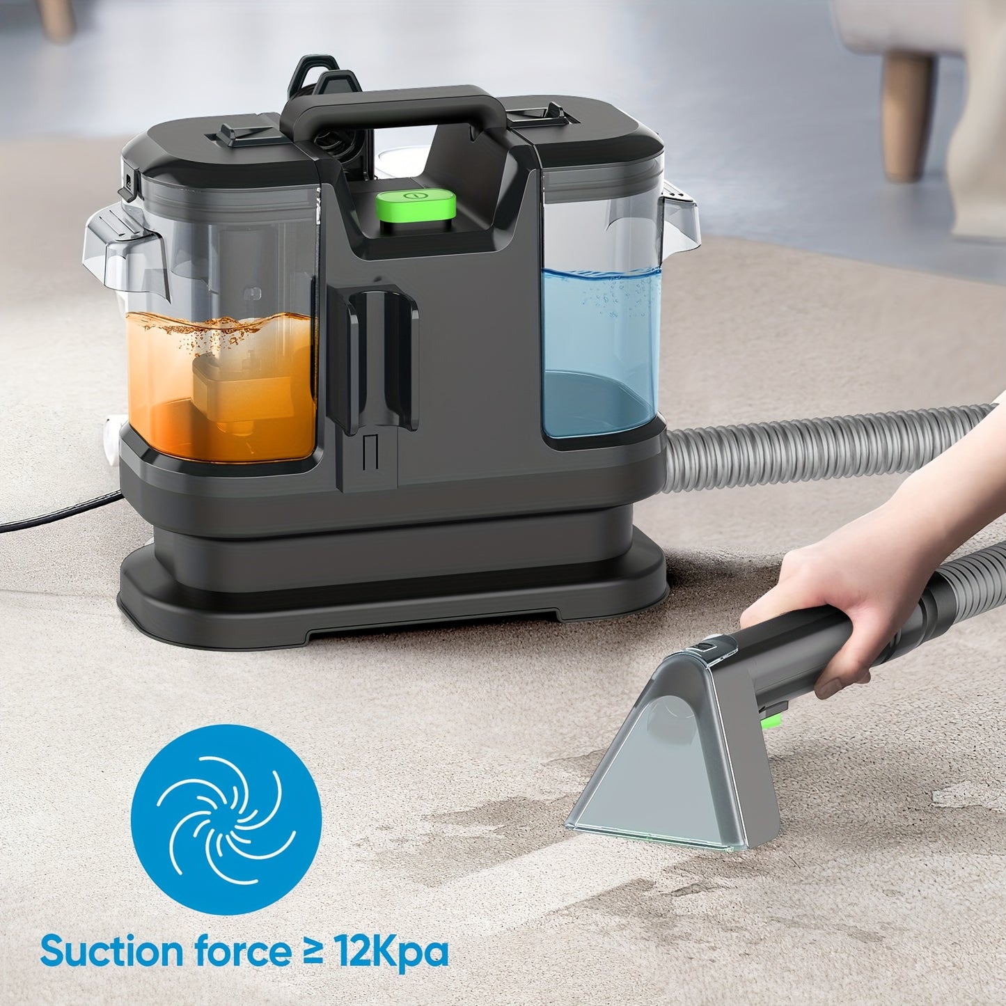 450W 12Kpa Powerful Carpet & Upholstery Cleaning Machine - Heavy-Duty Multifunctional Vacuum with Smart Wet/Dry Suction, Carpet/Car/Window/Wall/ Cleaner, Compact Corded Vacuum Cleaner for, Sofa,, Carpet (European Plug)