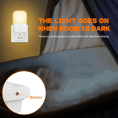 1pc/2pcs Plug-in LED Night Light, Mini Warm White LED Night Light. Bedroom, Bathroom, Kitchen, Corridor, Stairs Brightness Adjustable