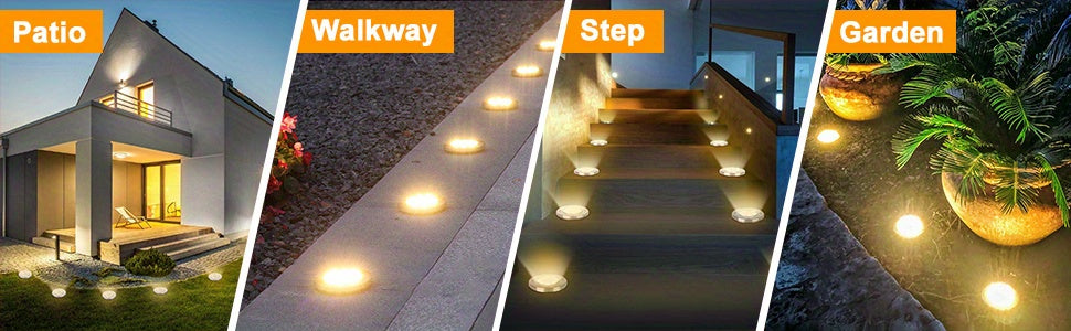 4/8/12/16pcs Solar Buried Light, IP65 Outdoor Landscape Lights, Solar Disc Lights, Garden Pathway Lighting, Solar Floor Lamps, 8pcs LED Solar Ground Lights for Roads, Courtyards, Walkways, Patios, Lawns
