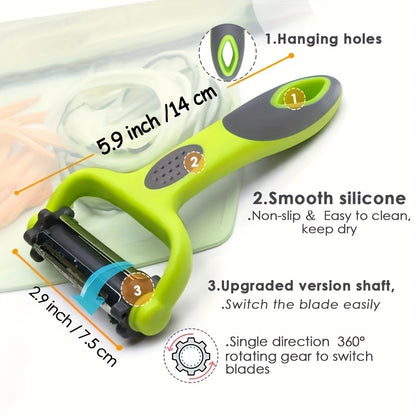 1pc, 3in1 Peeler, Fruit Peeler, Kitchen Vegetable Peeler, Potato Peeler, Vegetable Graters, Fruit Grater, Shredder, Multifunctional Vegetable Cutter, Melon Planer, Fruit Skin Scraper, Kitchen Tools, Kitchen Gadgets, Dorm Esse