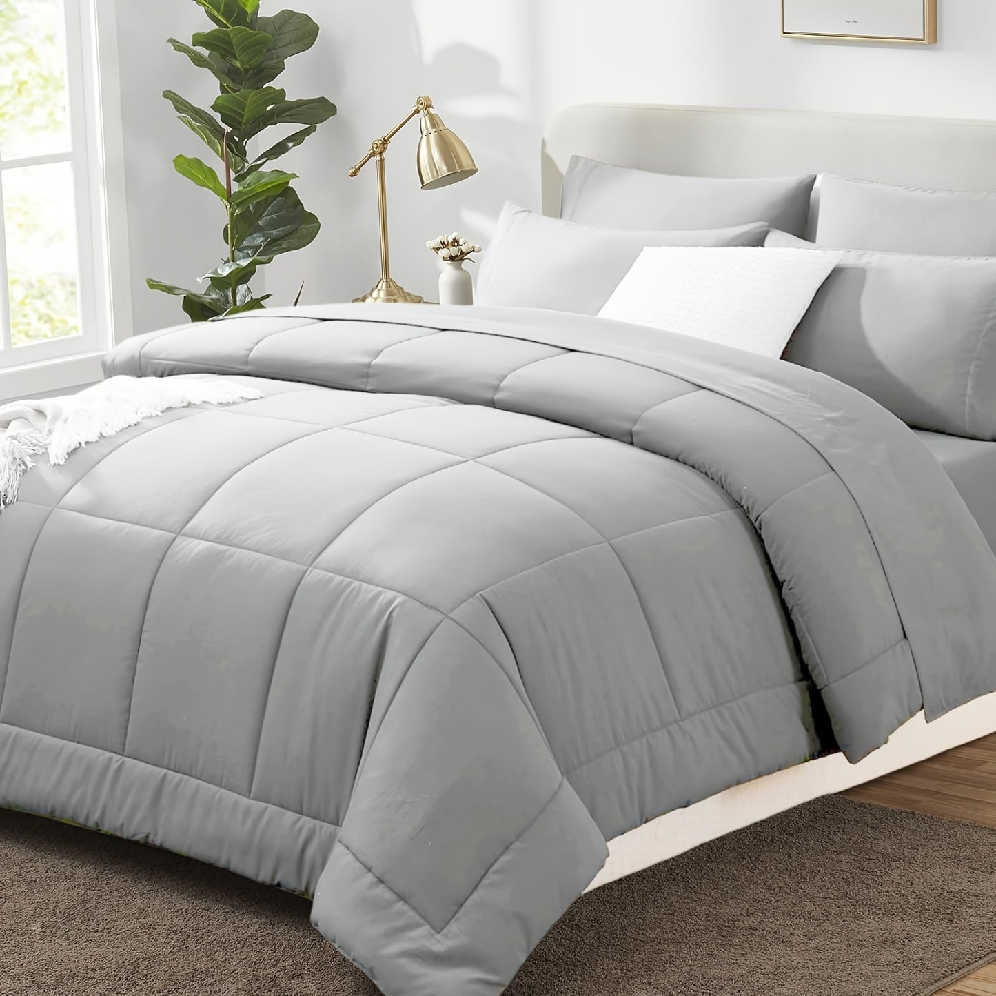 Cozy French-Style Plaid Quilted Comforter - Soft, Warm & Machine Washable for All Seasons