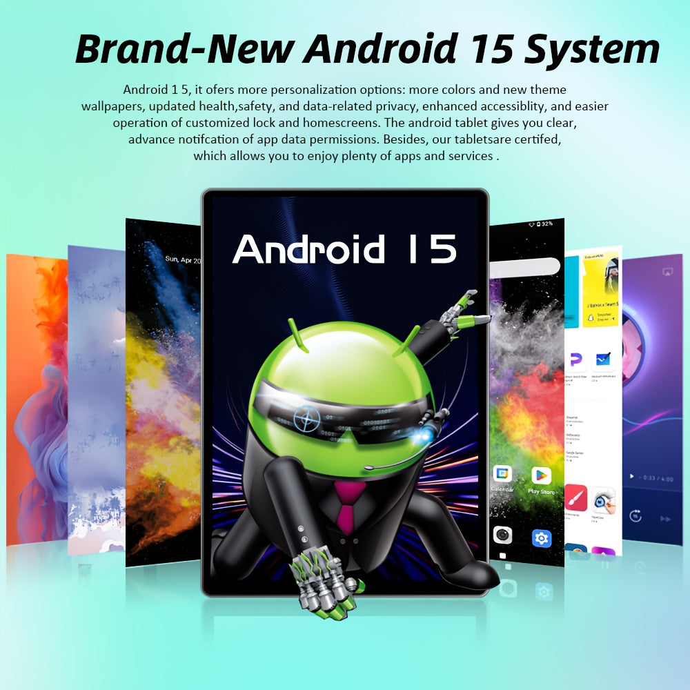 CRELANDER W30 2 in 1 Tablet PC Android 15 Tablet, RAM 12GB (4+8GB Expand)+128Gb ROM, with Case, (Keyboard, Mouse, Pen) Can Optional, 2.4G/5G Wifi, GMS, GPS, Google, Pad, Tablet PC, Tablet, Pad