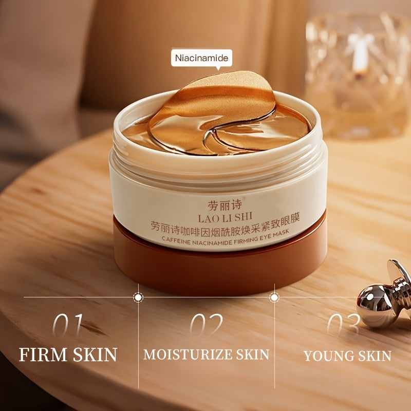 60pcs Caffeine & Peptide Eye Masks - Hyaluronic Acid & Niacinamide Infused, Firming & Radiant, Moisturizing for All Complexions, Alcohol-Free Gel Eye Patches