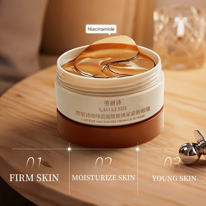 60pcs Caffeine & Peptide Eye Masks - Hyaluronic Acid & Niacinamide Infused, Firming & Radiant, Moisturizing for All Complexions, Alcohol-Free Gel Eye Patches