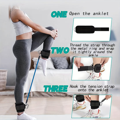 Adjustable Ankle Resistance Bands Set With Ankle Strap, Home Gym Booty And Leg Strength Training Equipment, Glute Kickback Straps