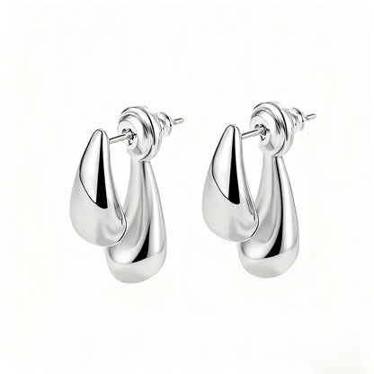 AIVEO Women's Hypoallergenic Stainless Steel KC Golden Plated (KC Golden) Teardrop Earrings - Anti-Fade Sensitive Beige Dainty Studs, Minimalist Elegant Drop Jewelry for Daily Wear, Parties & Sensitive Nose/Piercing, Year-Rou