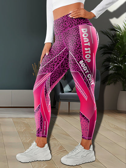 Women's Fashion Color Block Splash Print Yoga Pants, Striped Print Breathable Stretchy Butt Lifting Yoga Workout Running Sports Leggings, Women's Activewear