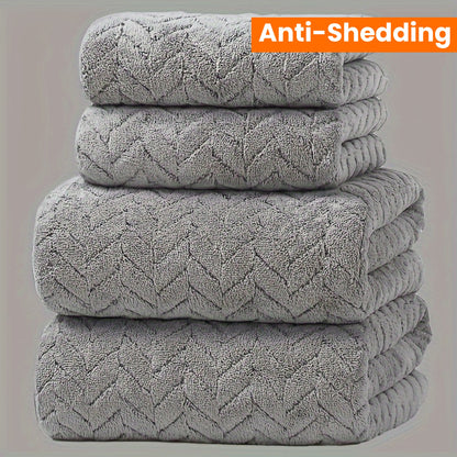 4-Pack Plush Bath Towels, Soft & Quick-Dry, Absorbent & Anti-Shedding, Polyester, for Autumn/Winter, Swimming, Gym, Sauna, Bathroom, Christmas Gift, No Fragrance