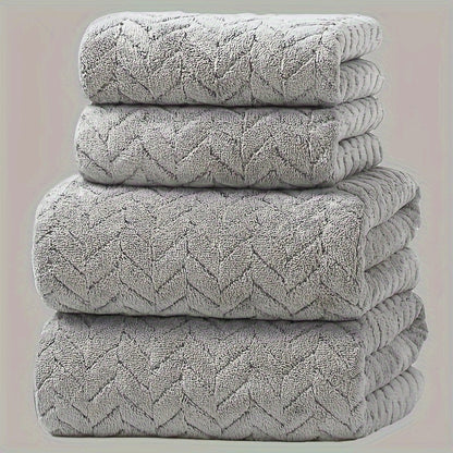 4-Pack Plush Bath Towels, Soft & Quick-Dry, Absorbent & Anti-Shedding, Polyester, for Autumn/Winter, Swimming, Gym, Sauna, Bathroom, Christmas Gift, No Fragrance