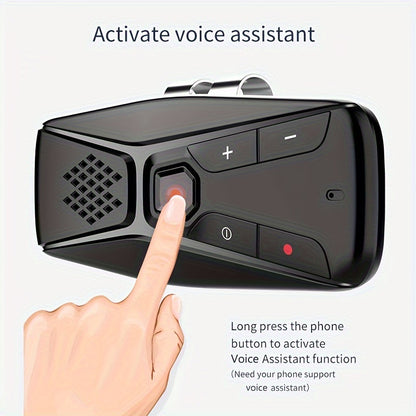 JaJaBor Wireless Car Kit Handsfree Speakerphone with Microphone Automatic Shut Down and Auto Connect, Voice Assistance with Clip
