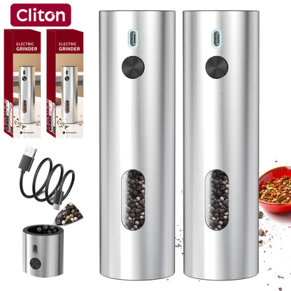 1pc/2pcs - CLITON Rechargeable Salt And Pepper Grinder Set, Salt And Pepper Grinder Electric 2pcs, Rechargeable Salt And Pepper Shakers Set, Electric Salt And Pepper Container, USB Rechargeable with LED Light, Multiple Style