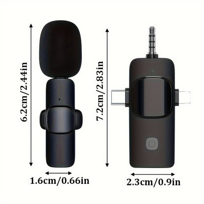 3.5mm Jack 3-in-1 Professional Wireless Lavalier Microphone with Noise Canceling, Clear Sound, High Sensitivity, 2.4GHz Receiver, Stable Transmission - Ideal for Computers, Cameras, Laptops, Online Teaching, Conferences, Tou