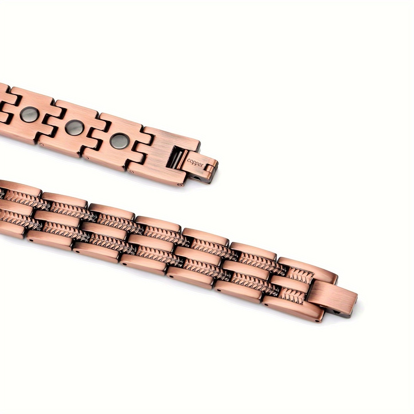 Pulseira magnética para homem em cobre puro 99,99%, estilo casual com ferramenta de ajuste, jóia ideal para oferecer ao pai e avô no Dia do Pai ou aniversário.