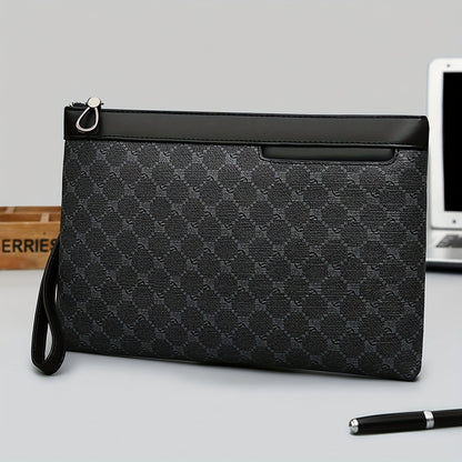 Stylish Men's wristlet, handbag, envelope bag, made of PU material that is scratch-resistant and durable, suitable for outings, parties, work commuting, multiple pockets, exquisite floral pattern, simple casual trendy Men's w