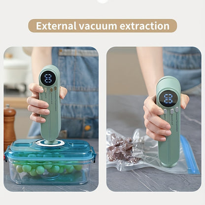 Compact USB Rechargeable Vacuum Sealer Kit with Digital Display - Quick Seal, Includes Pump and Airtight Bags, Perfect for Food Preservation, Snacks, Meats, Fruits, Vegetables - Space-Saving Design, 36V, Food Vacuum Sealer