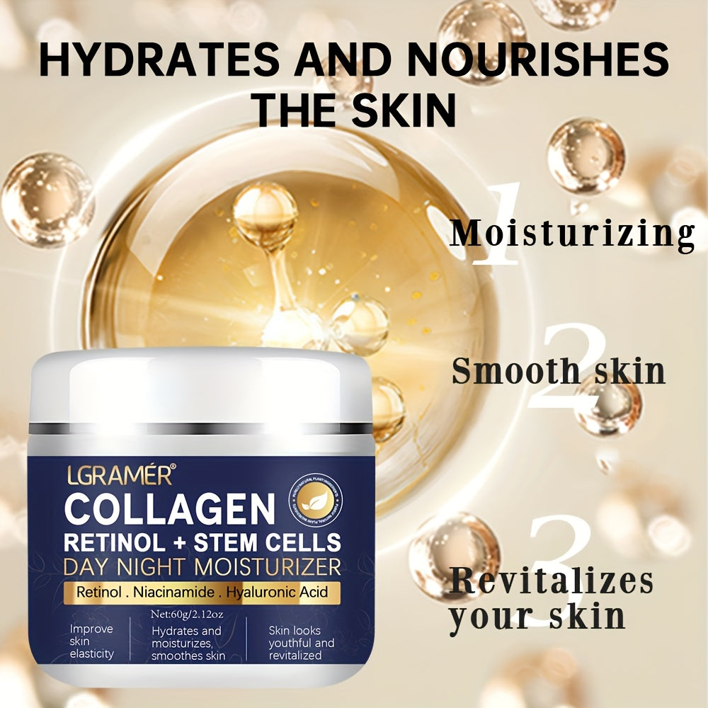[Customer Favorite] LGRAMER Retinol & Collagen Day & Night Cream - 60g | Hydrating, Firming & Smoothing for Radiant Skin | Non-Greasy, Gentle on All Skin Types |
