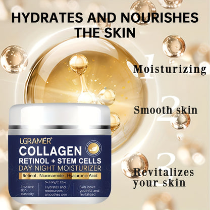 [Customer Favorite] LGRAMER Retinol & Collagen Day & Night Cream - 60g | Hydrating, Firming & Smoothing for Radiant Skin | Non-Greasy, Gentle on All Skin Types |