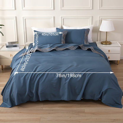 Luxury jacquard Bed Sheets Set 40.64cm deep pocket - 4pcs Bedding - Shrinkage and Fade Resistant - Easy Care 1flat+1fitted+1/2pillowcase