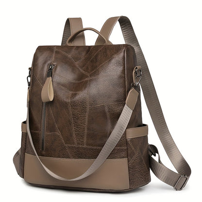 Women's Backpack Burgundy/Black - Adjustable Shoulder Straps & Golden-Tone Hardware, Heavy-Duty Zipper Closure, Golden-Tipped Back Panel (No Hardware Visible),, Travel Handbag (Coffee Brown, Burgundy, Black) - PU