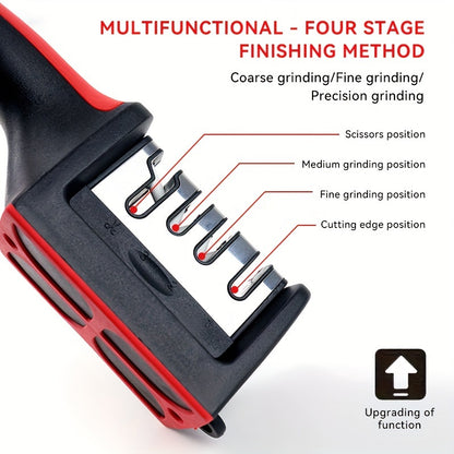 4-Stage Professional Knife Sharpener with High-Precision Whetstone, Tungsten Diamond & Ceramic Sharpening Stone - Non-Slip Grip, Fast & Long-Lasting Performance, Ergonomic Design, Durable Construction, Sharpening Stone, Home