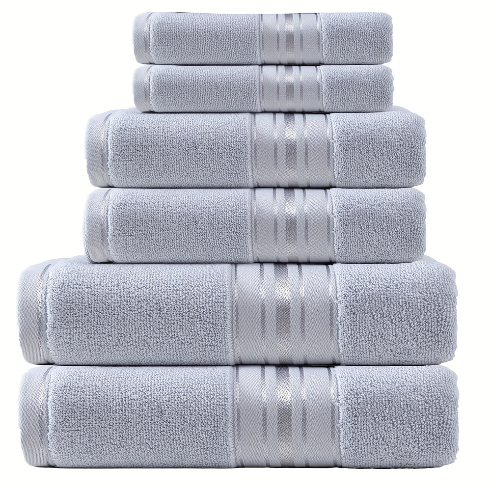 6pcs high-end j hotel bath towel set, 2 square towels, 2 towels, 2 bath towels, soft and skin-friendly, highly absorbent, suitable for bathrooms, hotels, and spas