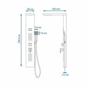 Coluna de duche Rousseau Torquay Preto ABS 126,6 x 20 cm Hidromassagem