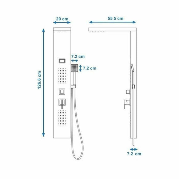 Coluna de duche Rousseau Torquay Preto ABS 126,6 x 20 cm Hidromassagem