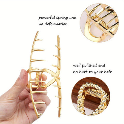 3pcs/set Trendy Metal Hair Claw Anti-slip Hair Crab Clip Elegant Geometric Hairpin Decorative Hair Accessories For Women, ideal choice for gifts