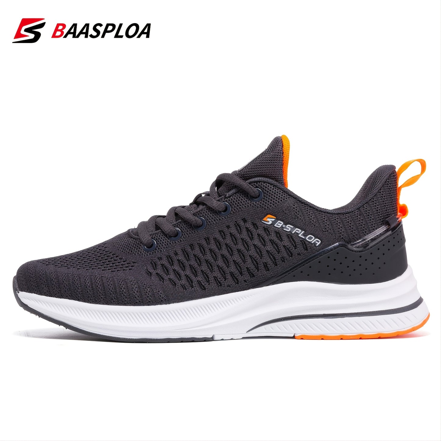 Baasploa Men's lightweight running shoes, mesh shoes with lace-up style, outdoor sports tennis shoes, lightweight and breathable, suitable for daily wear