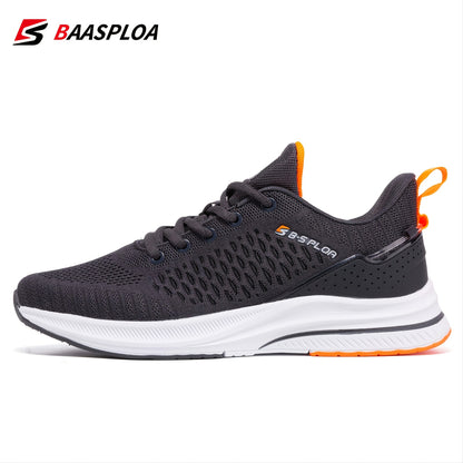 Baasploa Men's lightweight running shoes, mesh shoes with lace-up style, outdoor sports tennis shoes, lightweight and breathable, suitable for daily wear