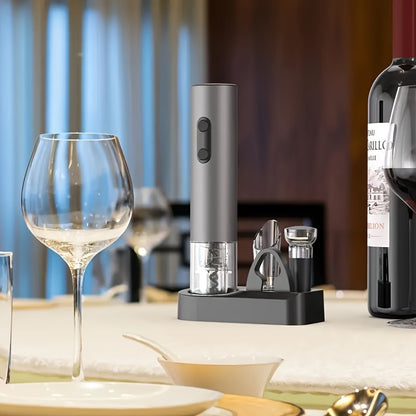 Electric Wine Opener - Single or 5-piece set with vacuum sealer and pourer, automatic brush bar tool kit for home, party, gifts.